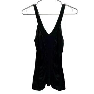 Charlotte Russe Tank Top Ladies Medium Black Rouched Front Banded Bottom Y2K EUC